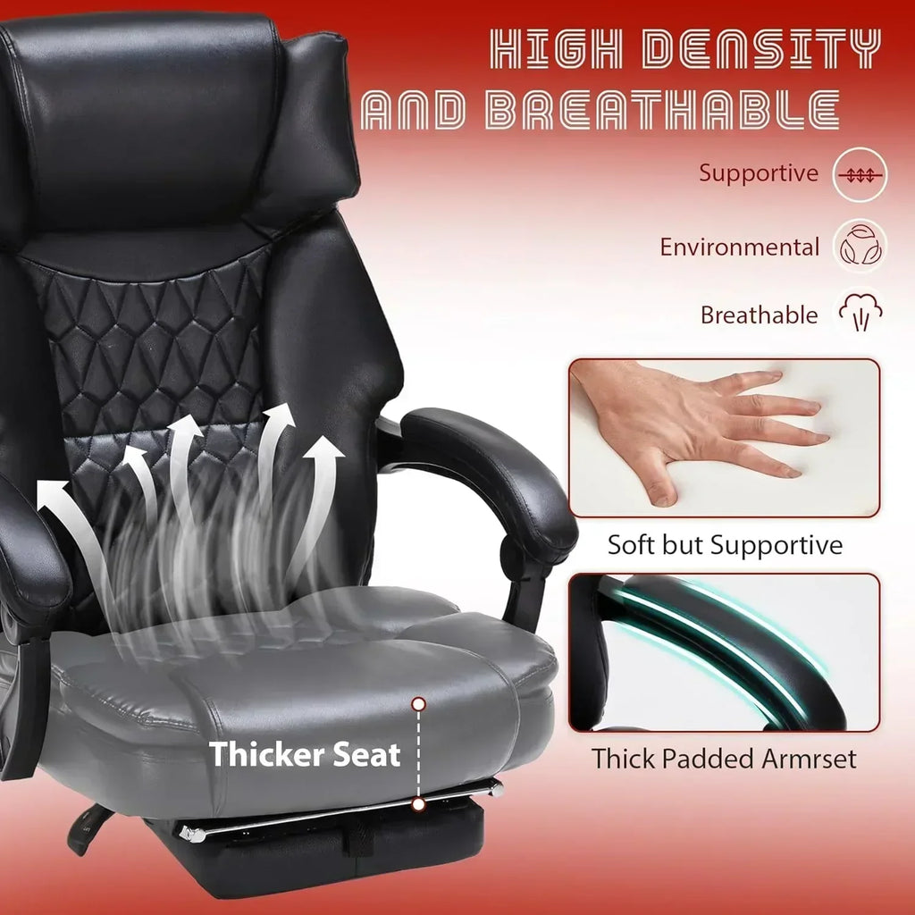 Massage Office Chair with Footrest 6 Point Vibration and Heating Home Office Desk Chair wourant