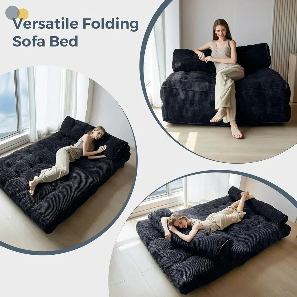MAXYOYO Folding Sofa Bed Convertible Sleeper Chair with Pillow Foldable Mattress with Back Support wourant