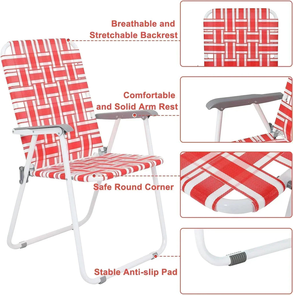 VINGLI Patio Lawn Webbed Folding Chairs Set of 2 Outdoor Beach Portable Lawn Chair wourant