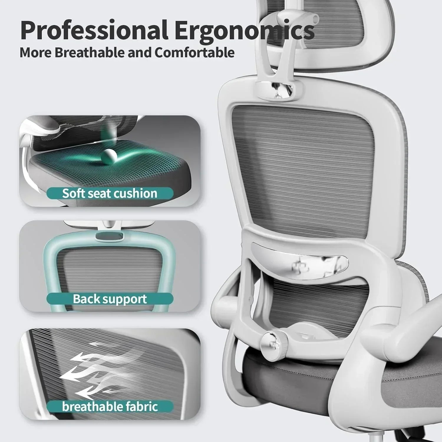 Office Chair Ergonomic Desk Chair 330 lbs Home Mesh Desk Chair Comfortable Gaming Chair wourant