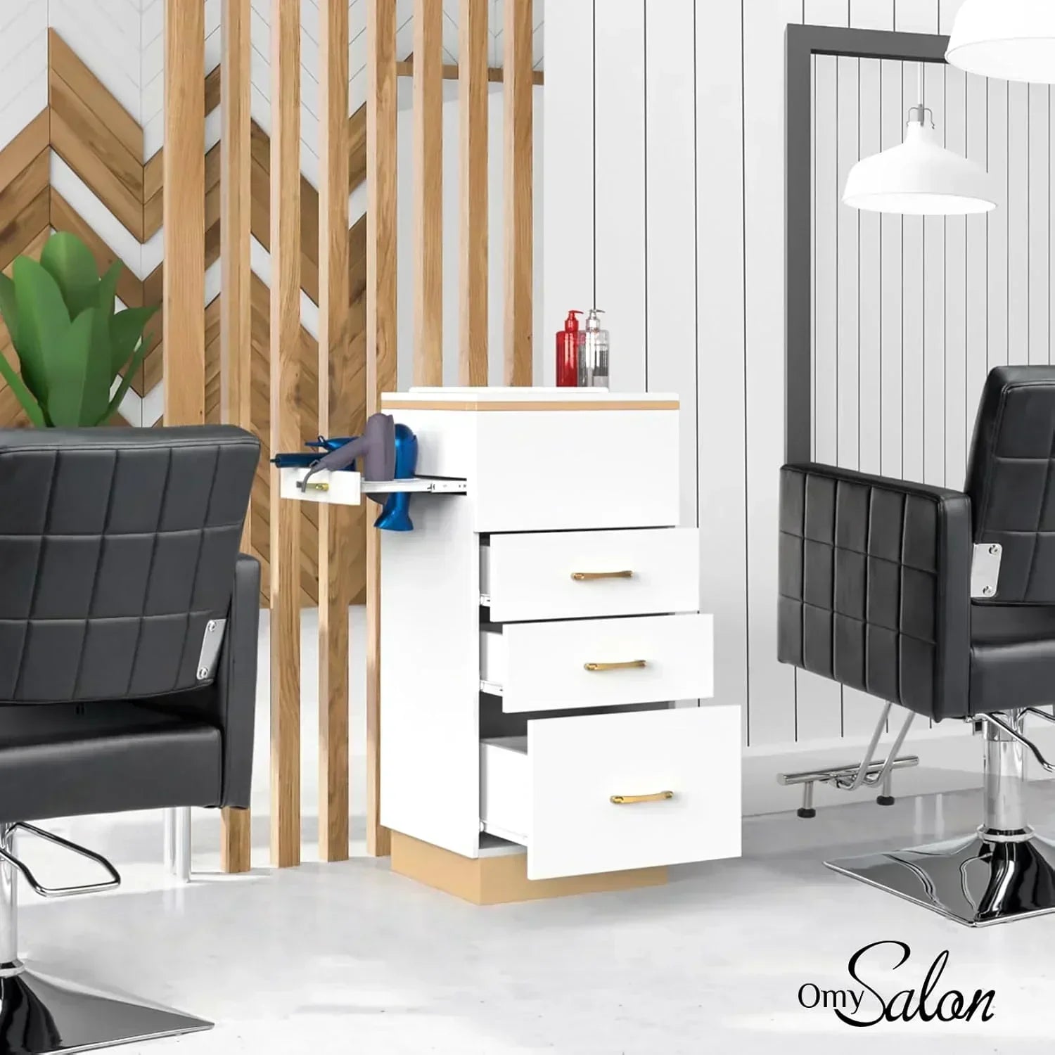 OmySalon Salon Storage Station Barber Stations Beauty Salon Spa Equipment with 3 Drawers wourant