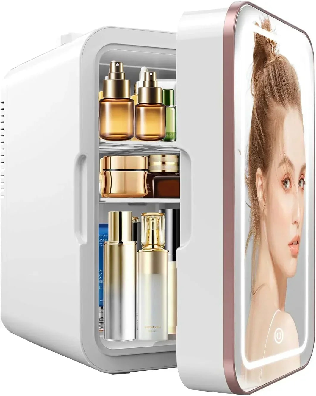 Skincare Fridge 6L/10 Can Mini Fridge for Bedroom with Dimmable LED Mirror Portable Cooler wourant
