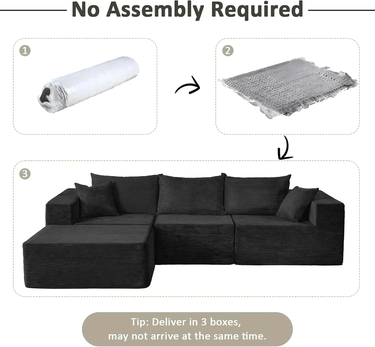 Cloud sofa with L-shaped lounge chair modern modular sofa with deep seats wourant