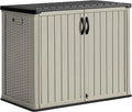 Greesum Outdoor Horizontal Storage Shed 27 Cu.ft Resin Large Storage Box for Garden Patio wourant