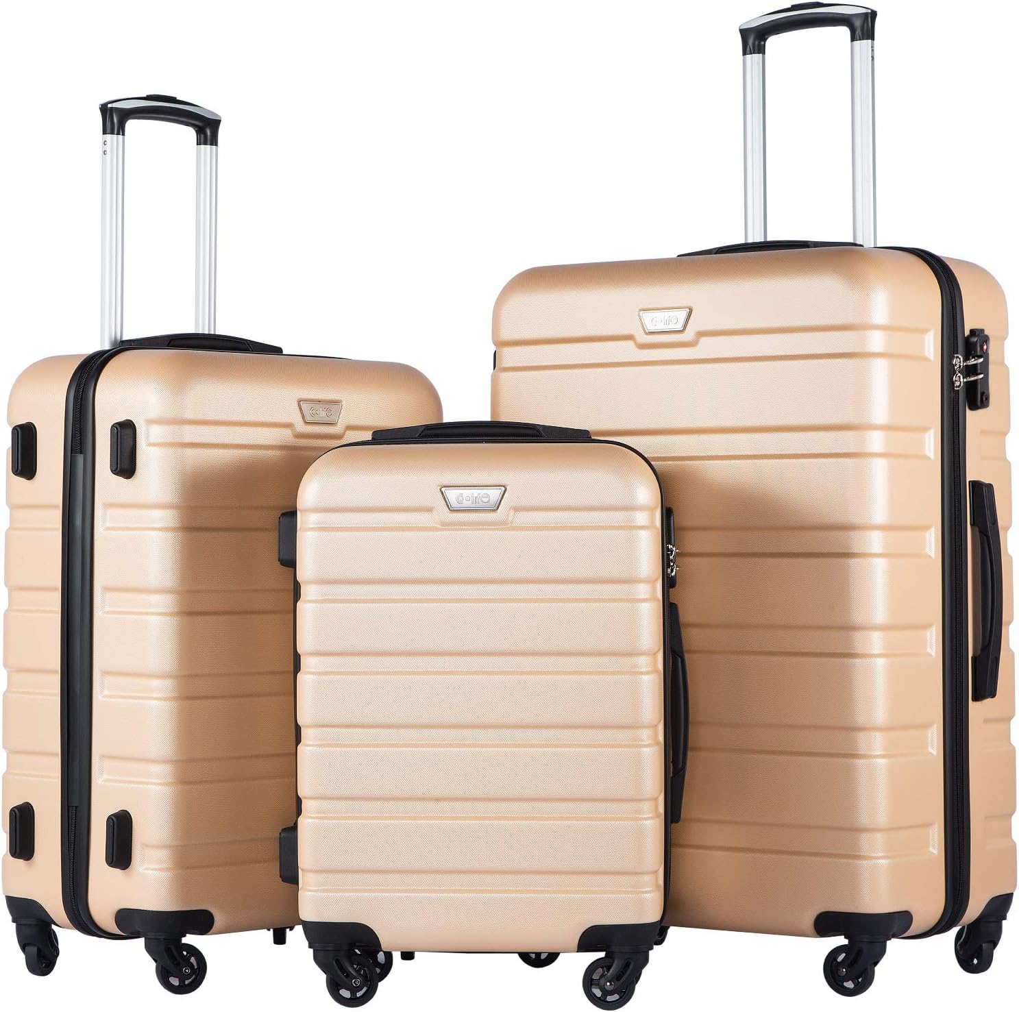 Coolife Luggage 3 Piece Set Suitcase Spinner Hardshell Lightweight TSA Lock wourant