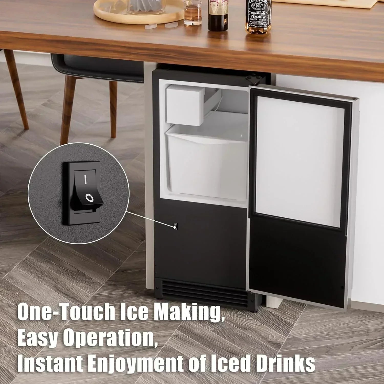 COTLIN 15" W Drainless Under Counter Ice Maker 22 LBS Storage Bin Free Standing wourant