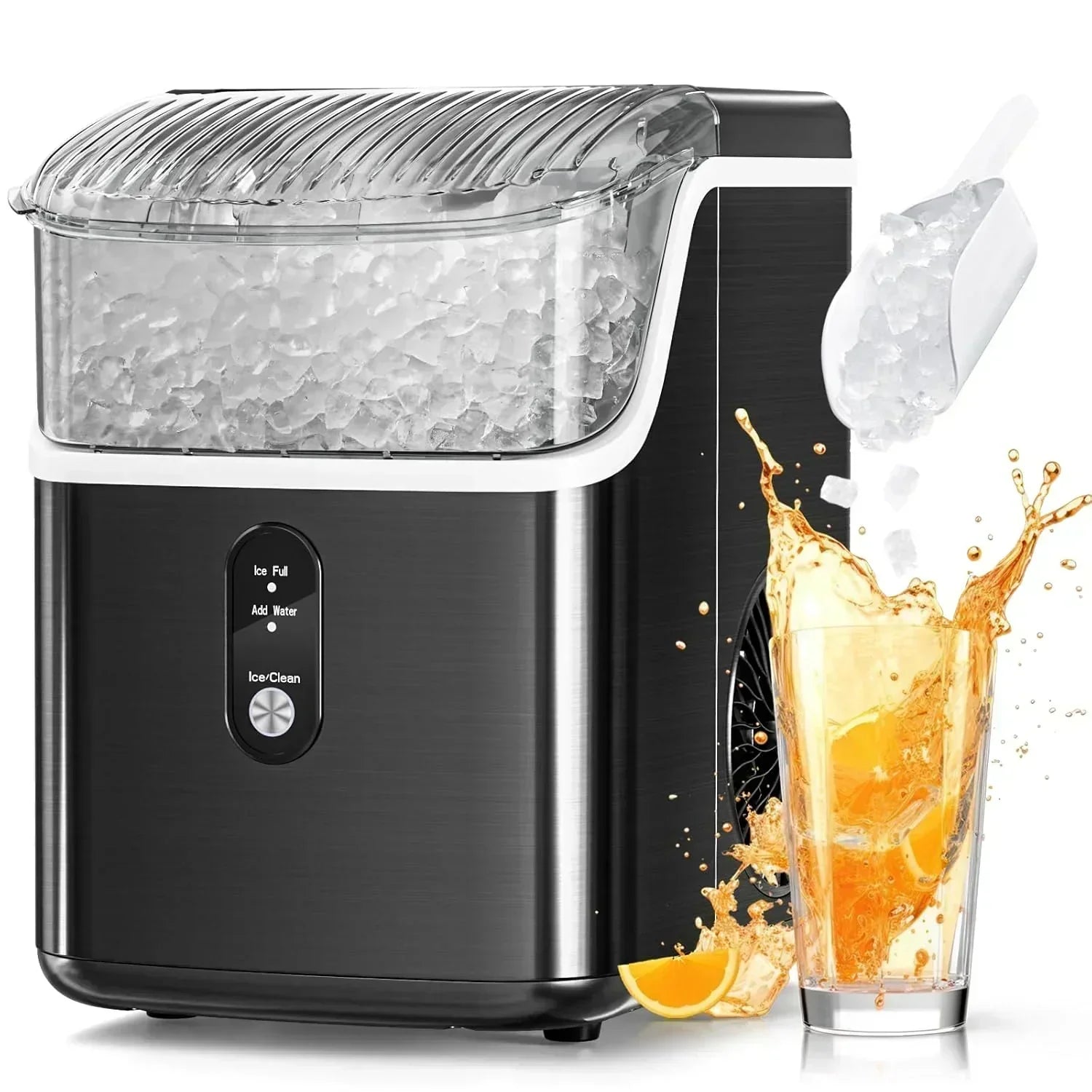 Nugget Ice Makers Countertop Pebble Ice Machine with Chewable Pellet Ice Self-Cleaning wourant