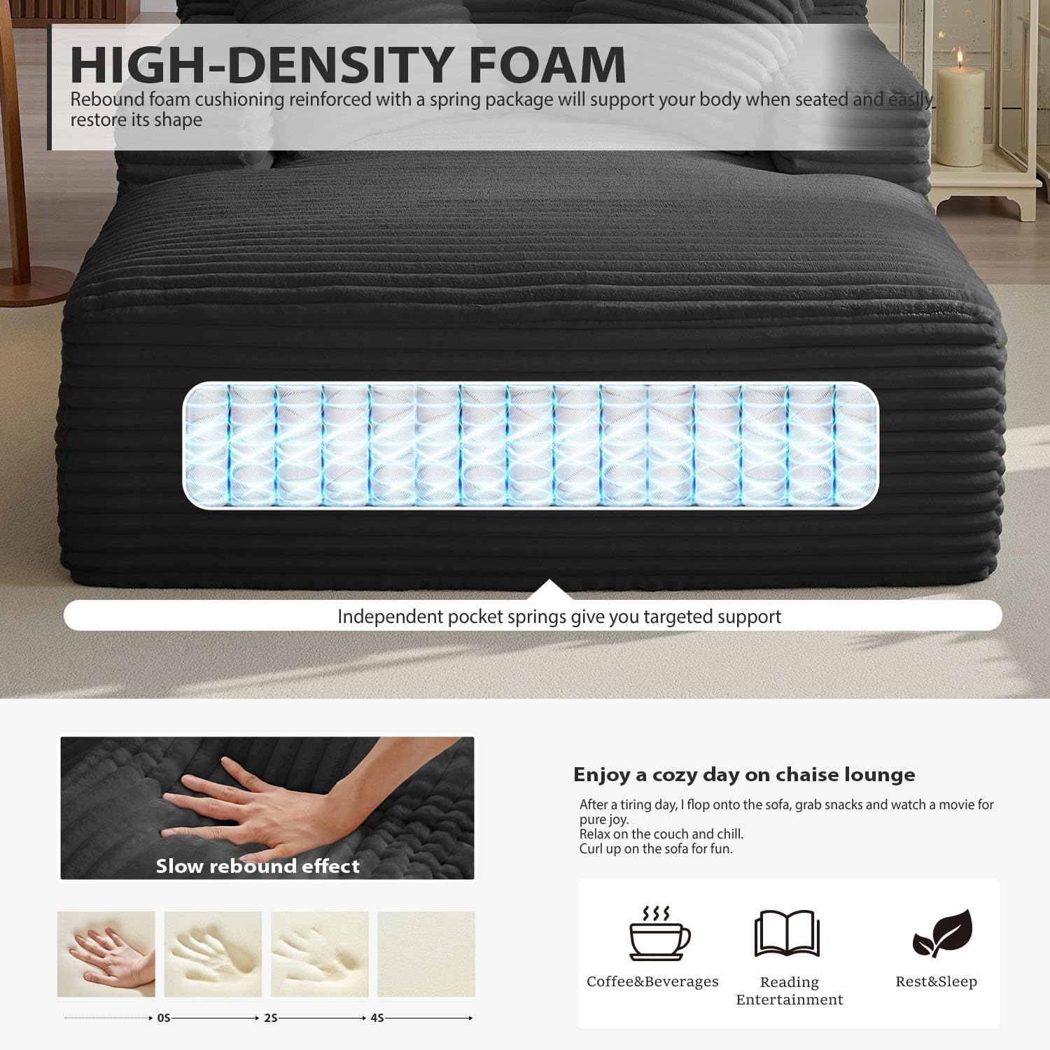 50-inch indoor recliner oversized corduroy upholstered boneless sofa bed deep sleeper sofa wourant