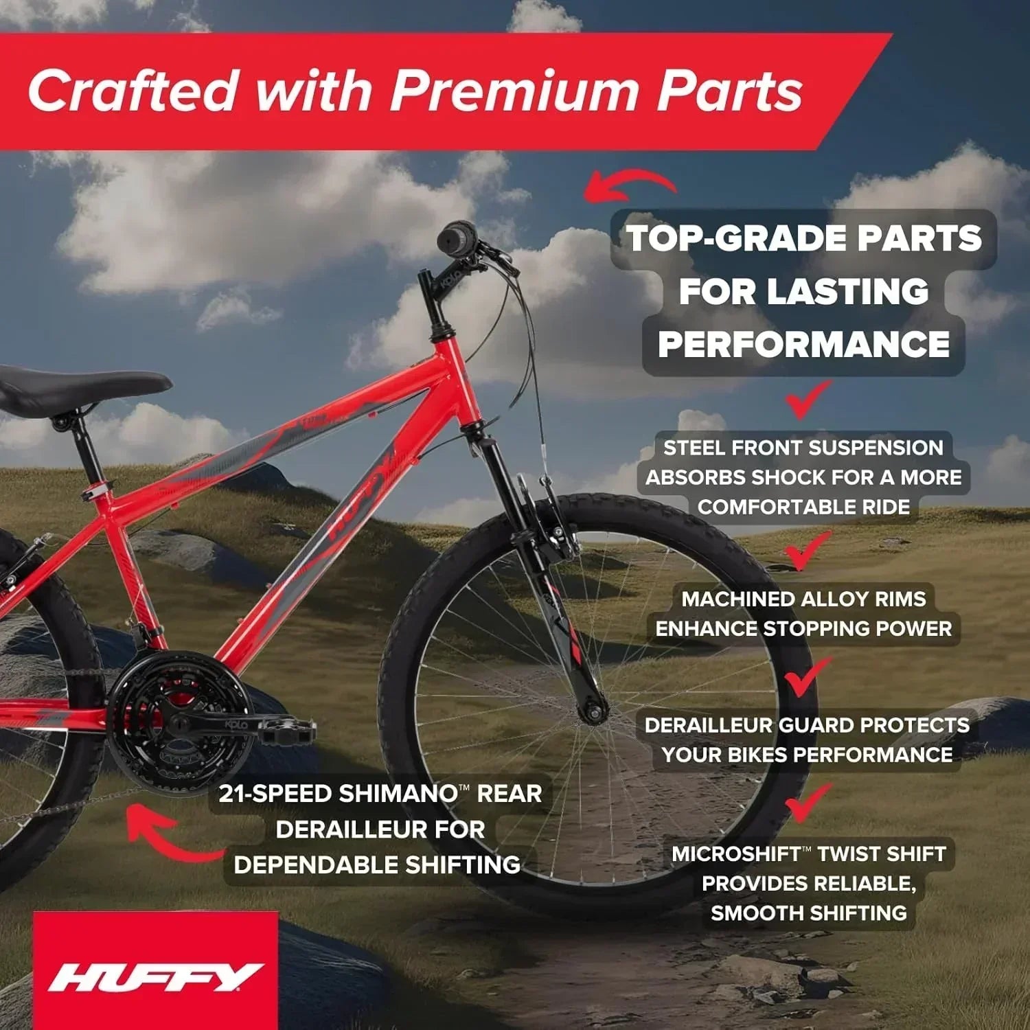 Huffy Stone Mountain Hardtail Mountain Bike for Boys/Girls/Men/Women 20"/24"/26" Sizes wourant