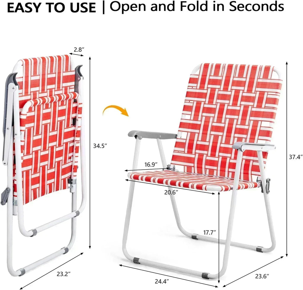 VINGLI Patio Lawn Webbed Folding Chairs Set of 2 Outdoor Beach Portable Lawn Chair wourant