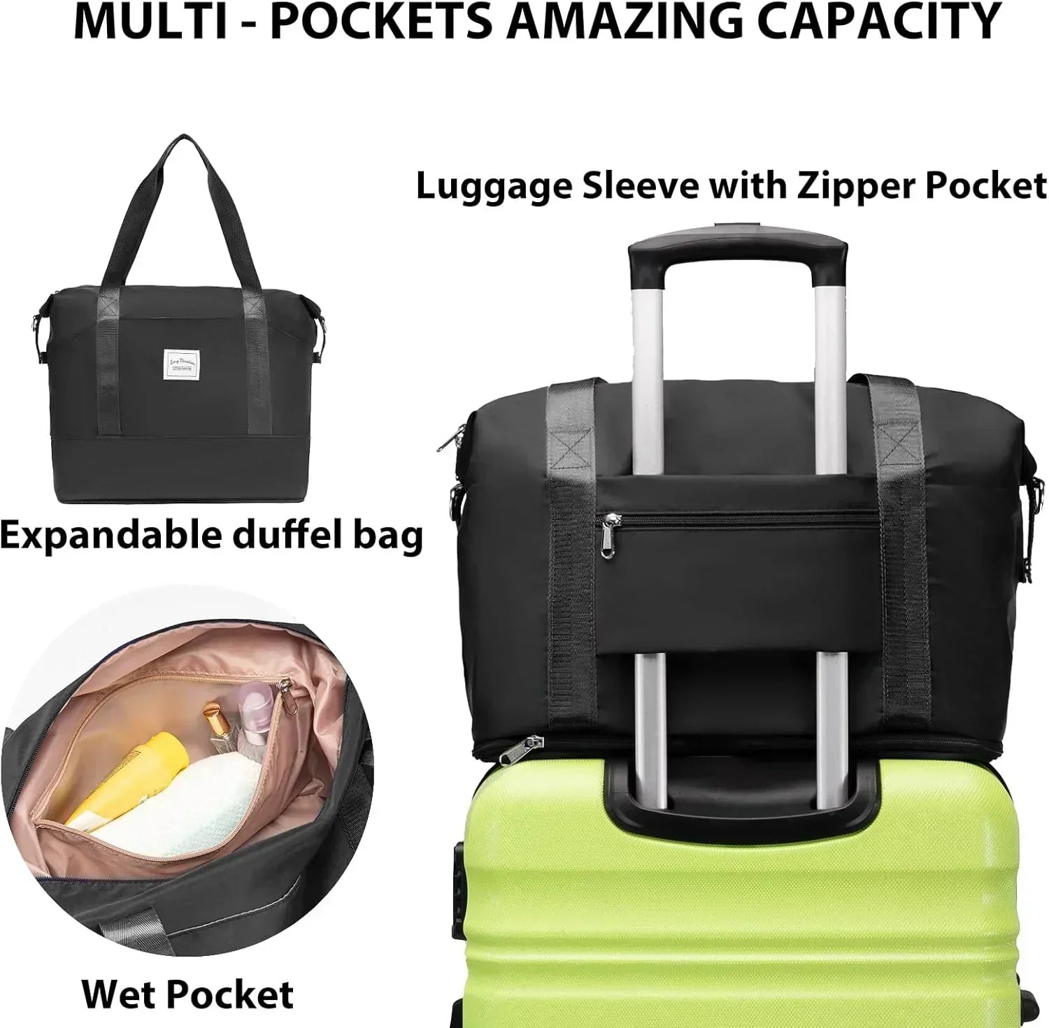 LONG VACATION 6 Piece Luggage Set Carry on Suitcase with ABS+PC hardshell Spinner Wheels wourant