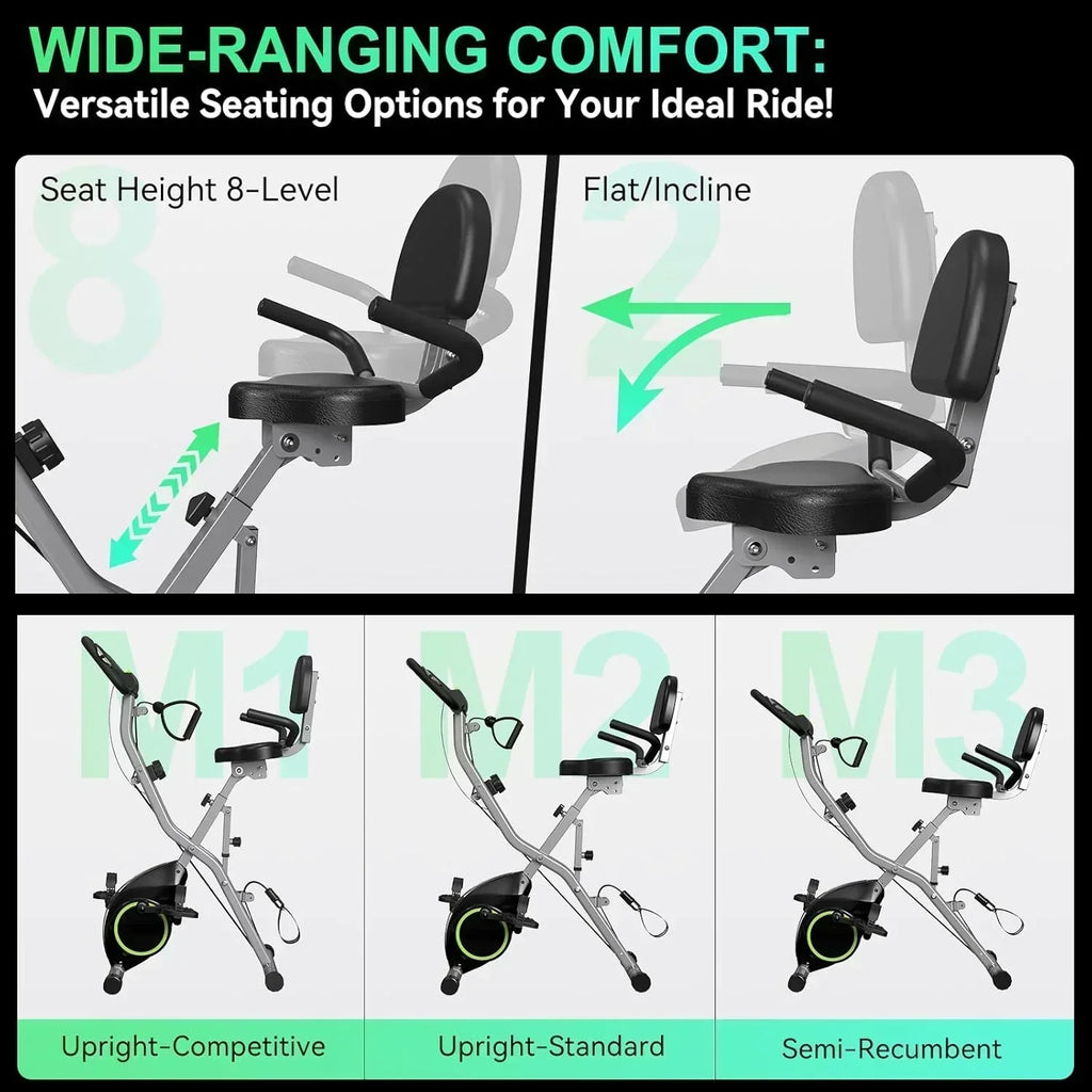 Foldable Exercise Bike Stationary Bikes  5 IN 1 Indoor Workout Cycling Bike Quiet Magnetic Resistance wourant