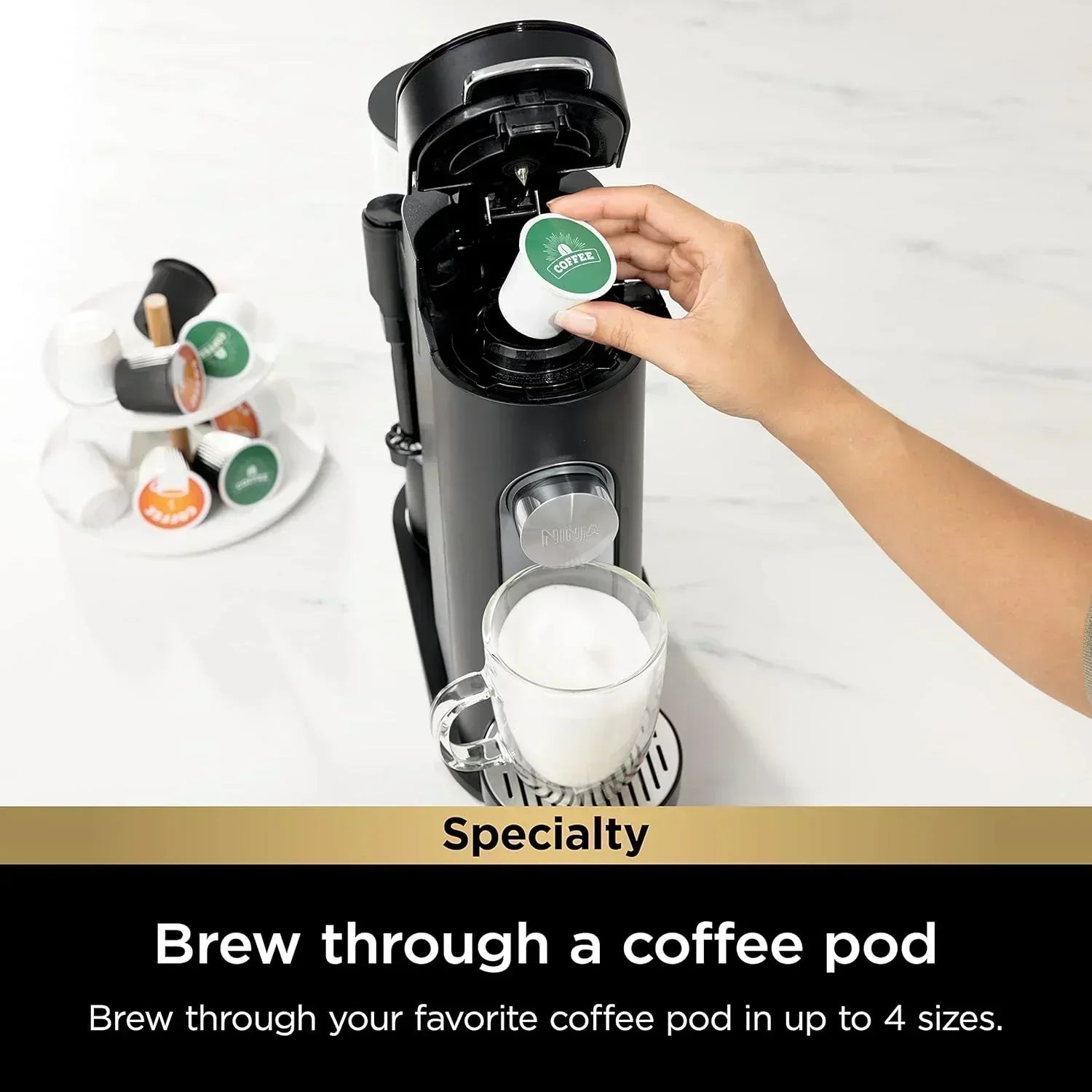 Ninja Single Serve Coffee Maker 56 oz Reservoir Stone wourant