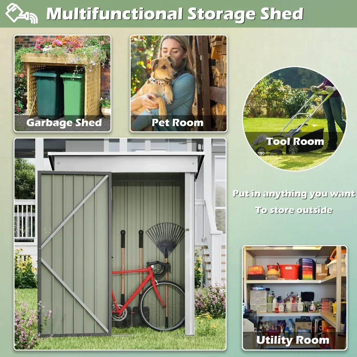 Devoko Outdoor Storage Shed Lockable Metal Garden Shed Steel Anti-Corrosion Storage House wourant