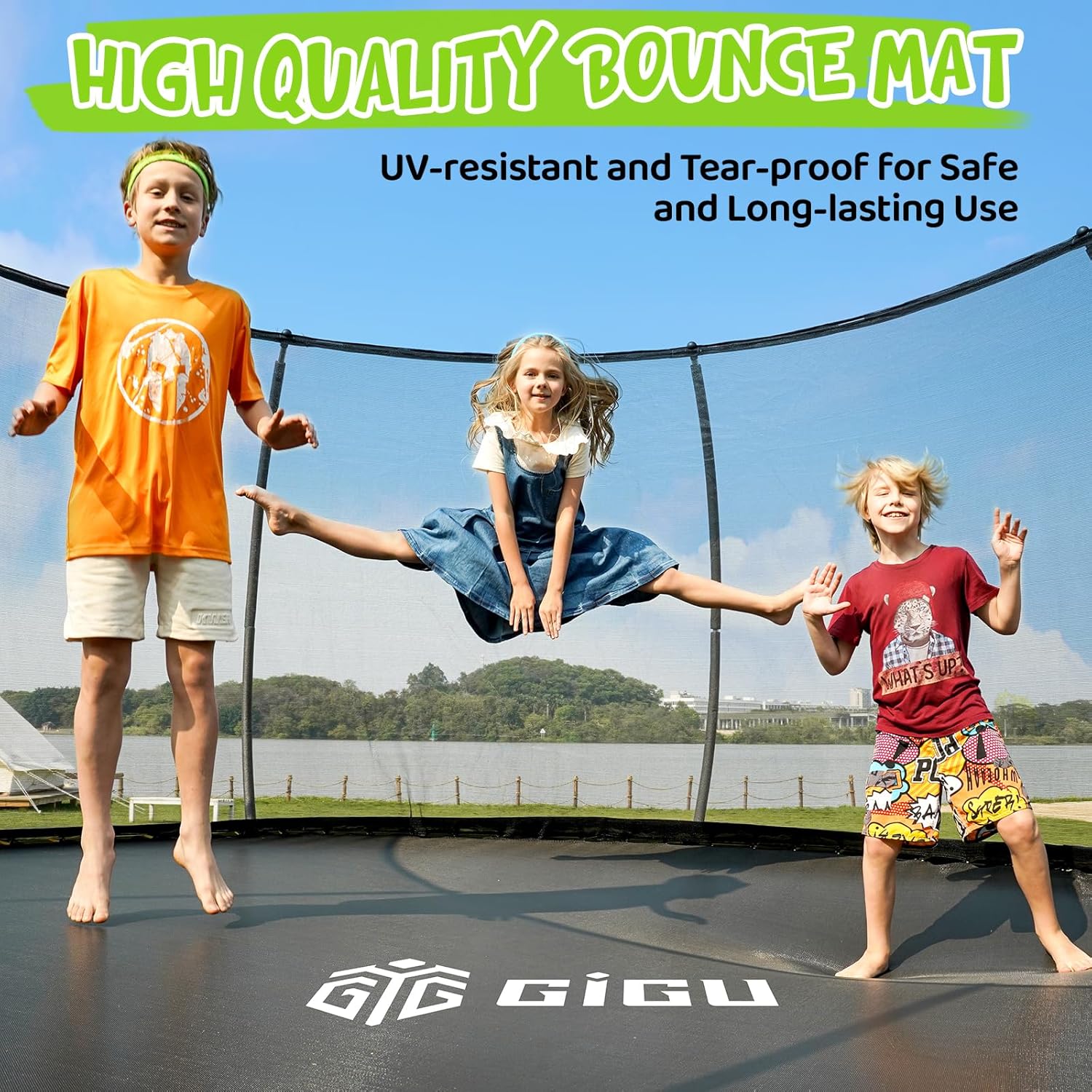 Gigu 10FT 12FT 14FT Recreational Trampolines with Enclosure Net and Ladder Anti-Rust Coating wourant