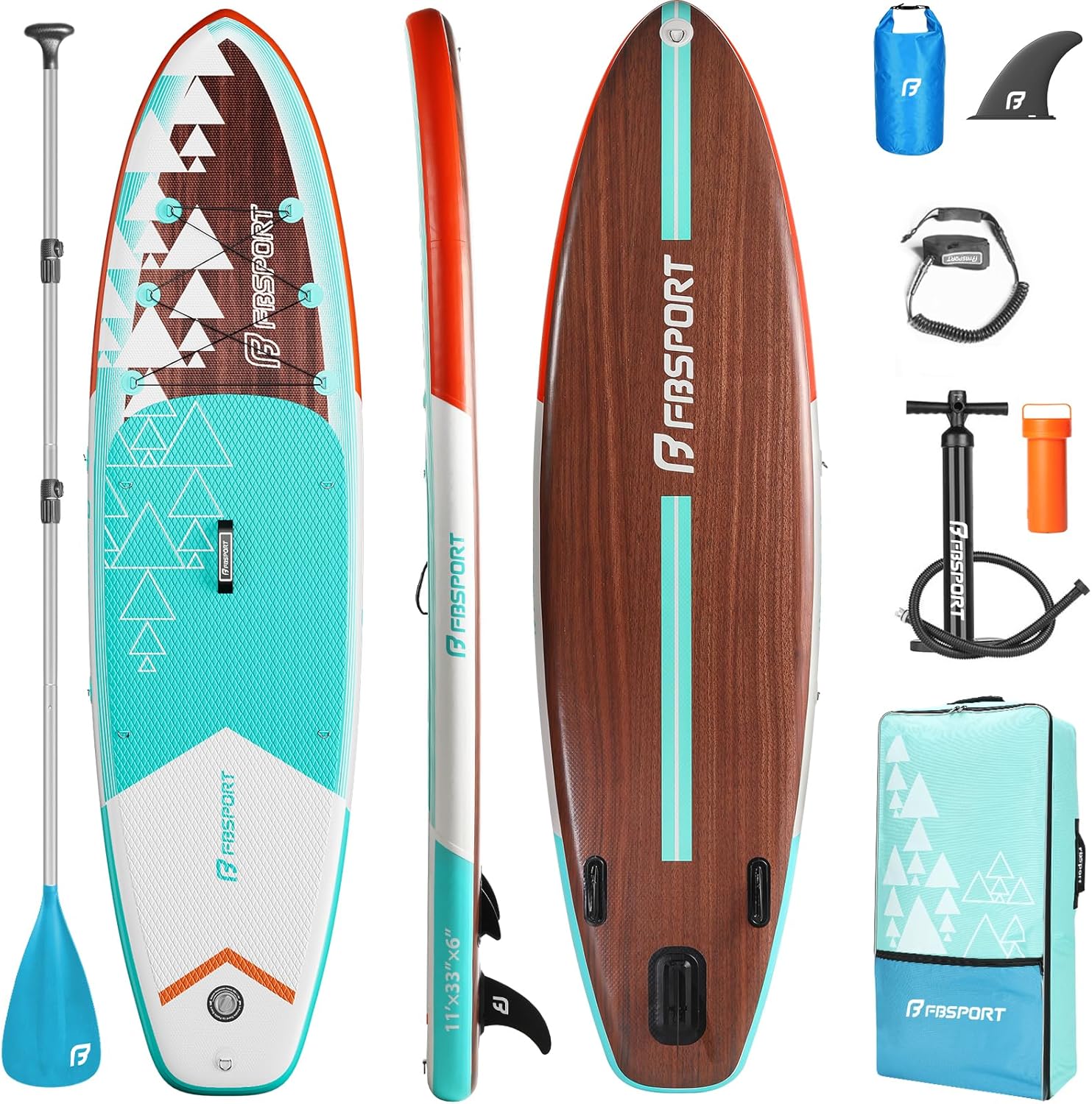 FBSPORT 11' Premium Stand Up Paddle Board Yoga Board with Durable SUP Accessories Carry Bag wourant