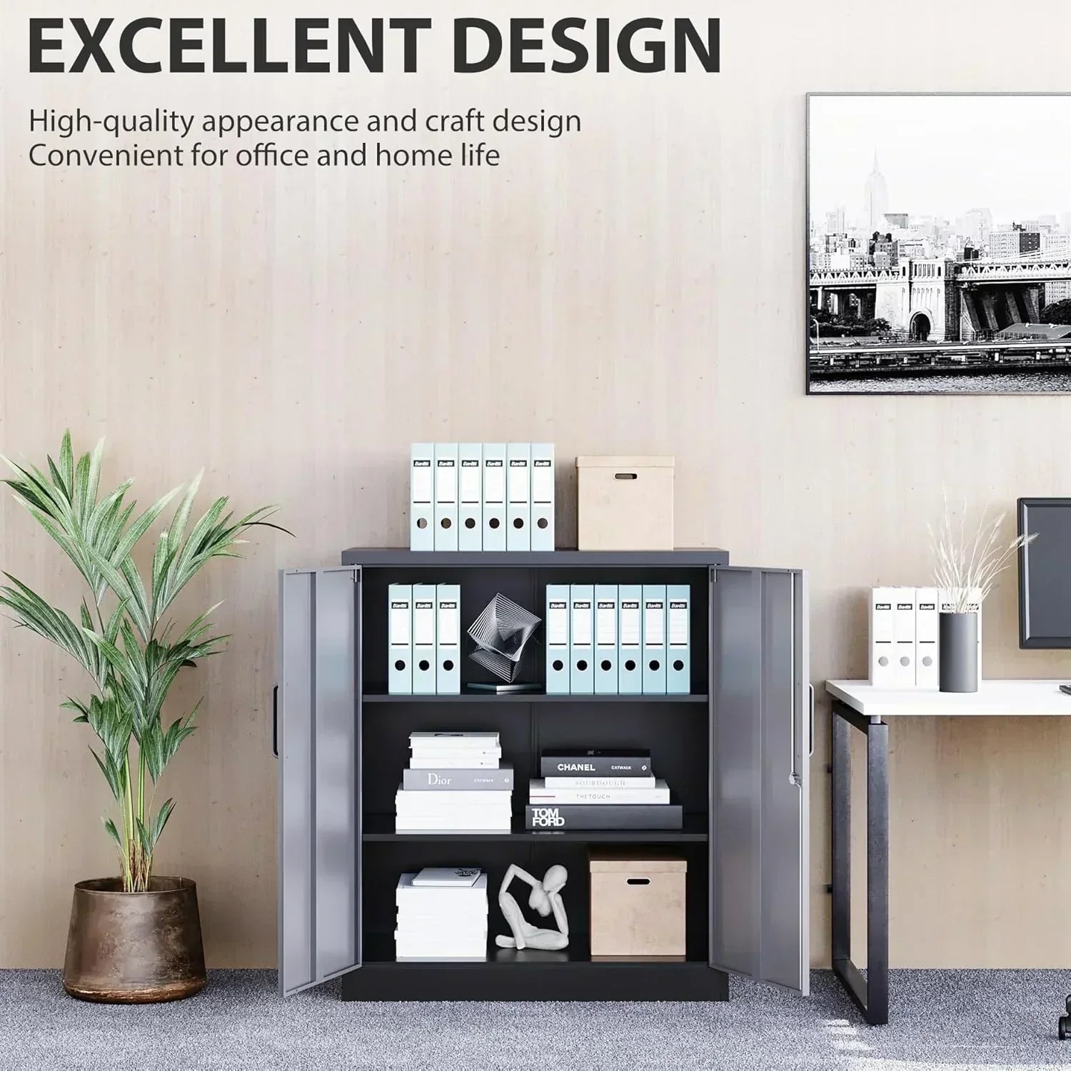 Metal Storage Cabinet with 2 Doors and 6 Shelves Black Metal Cabinet Garage Storage Cabinet wourant
