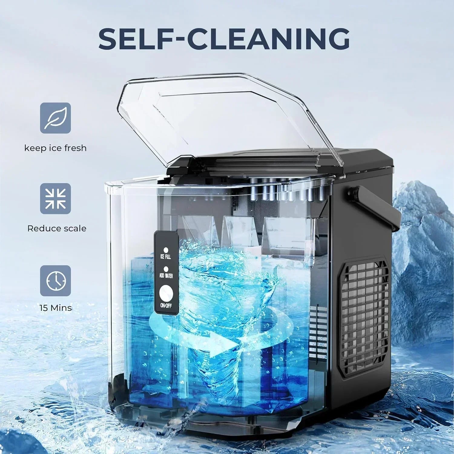 EUHOMY Nugget Ice Maker Countertop Ready in 8 Mins Self-Cleaning Portable Ice Makers Machine wourant