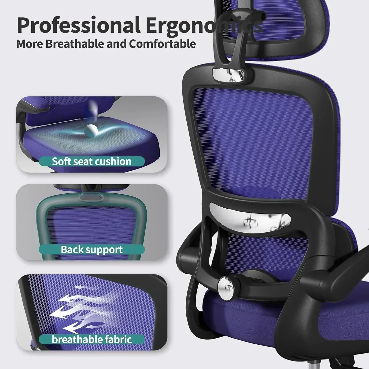 Office Chair Ergonomic Desk Chair 330 lbs Home Mesh Desk Chair Comfortable Gaming Chair wourant