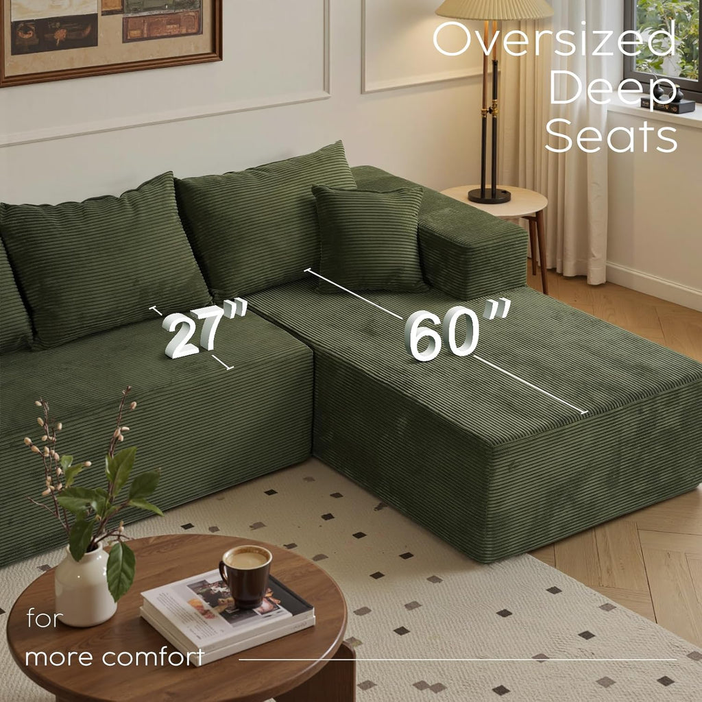 Cloud sofa with L-shaped lounge chair modern modular sofa with deep seats wourant