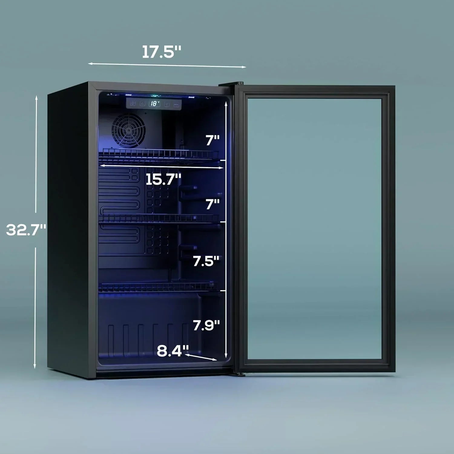 Beverage Refrigerator Cooler-120 Cans Freestanding Mini Fridge Cooler with Glass Door wourant