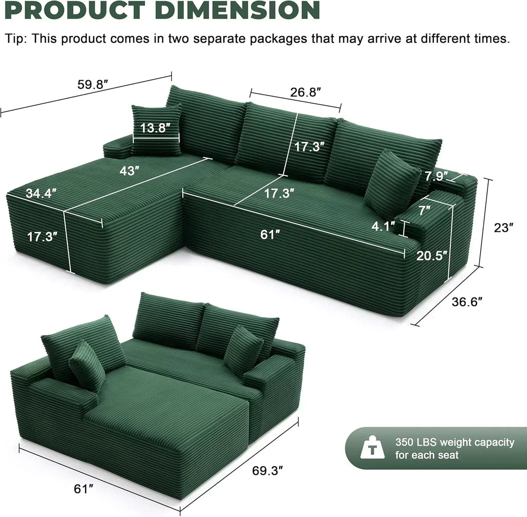 110-inch cloud sofa boneless sofa in the living room modular sofa with deep seats wourant