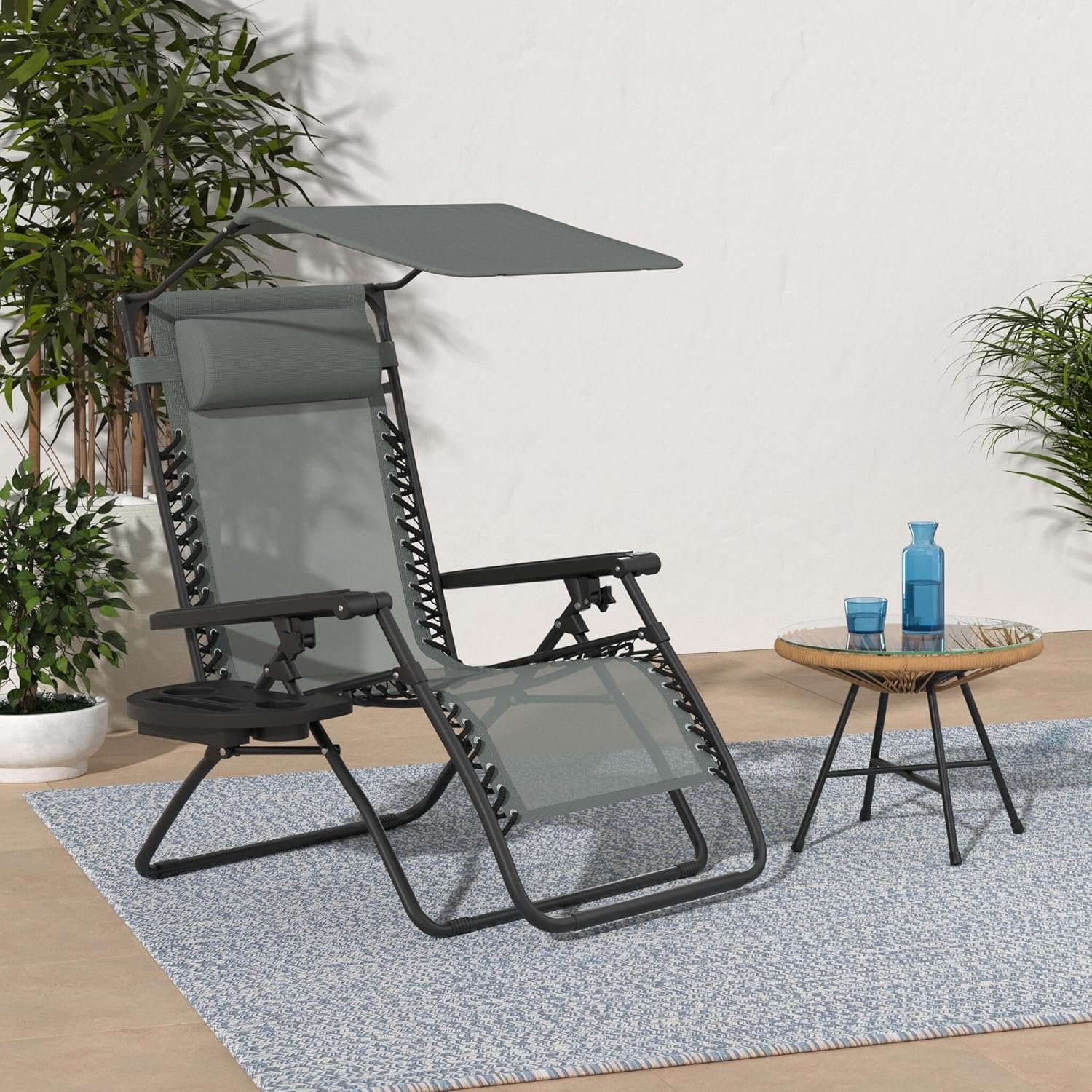 Best Choice Products Folding Zero Gravity Recliner Patio Lounge Chair Adjustable Canopy Shade wourant