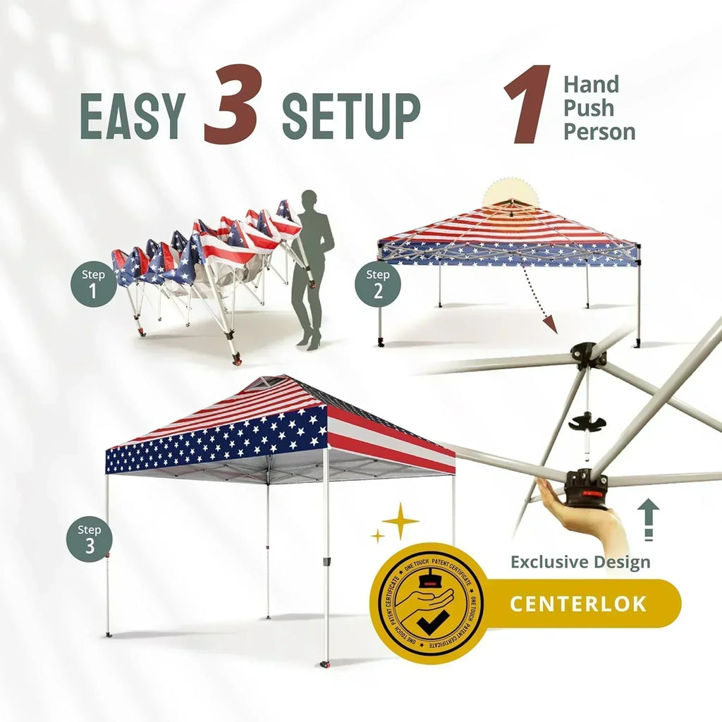 10x10 Pop-Up Awning One-Click Installation Beach Tent Outdoor Sunshade Silver Coated Top wourant