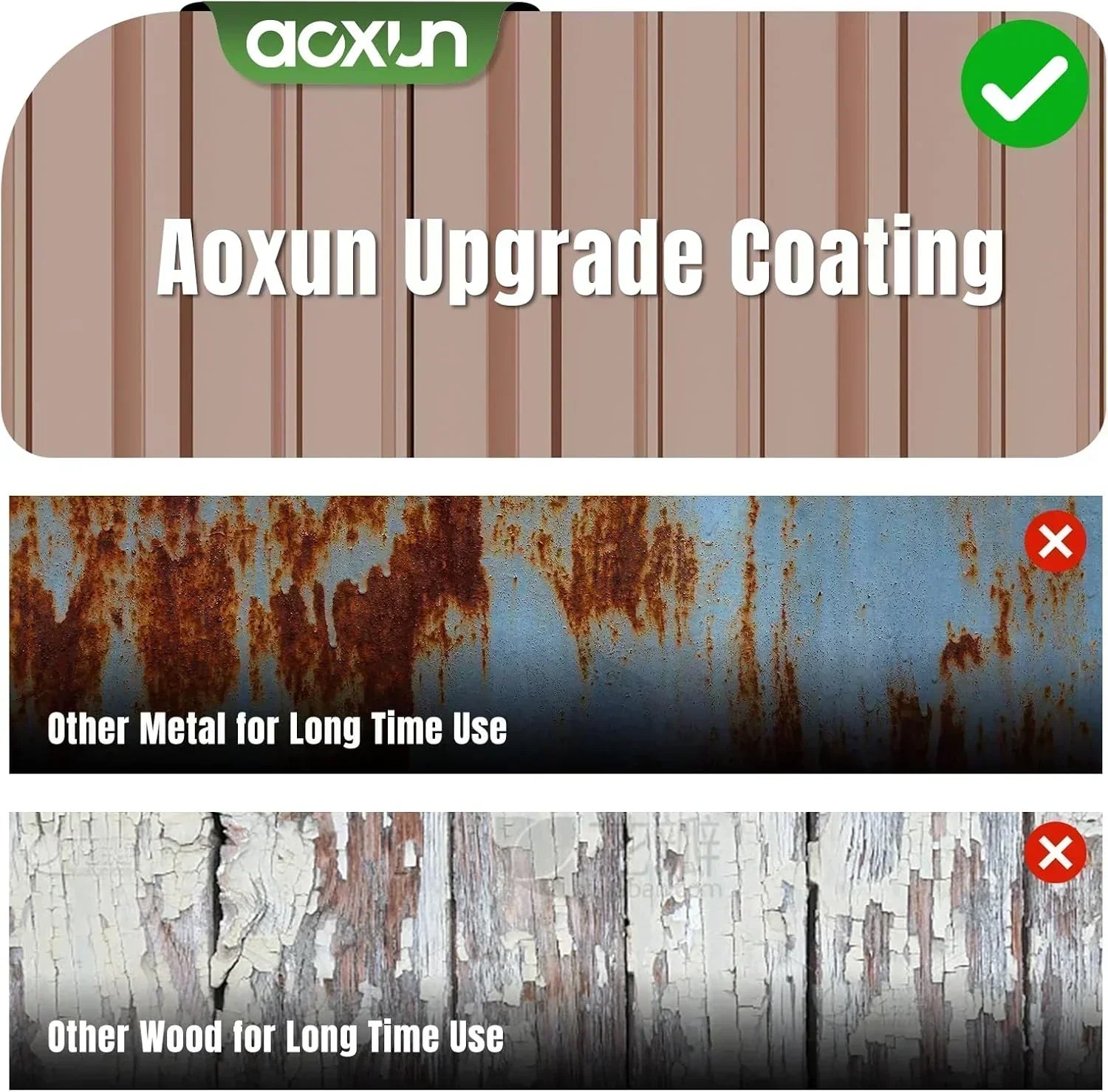 Aoxun 6.2x4 FT Shed Outdoor Storage Shed Metal Garden Shed Sloping Roof Tool Shed Bike Shed wourant