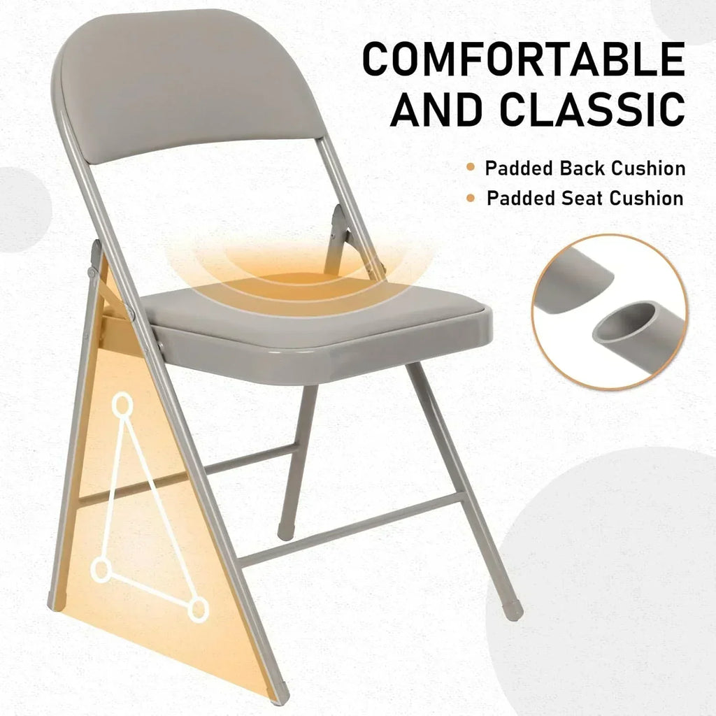 6 Pack Black Folding Chairs with Leather Chairs Events Office Wedding Party Upholstered Chairs wourant