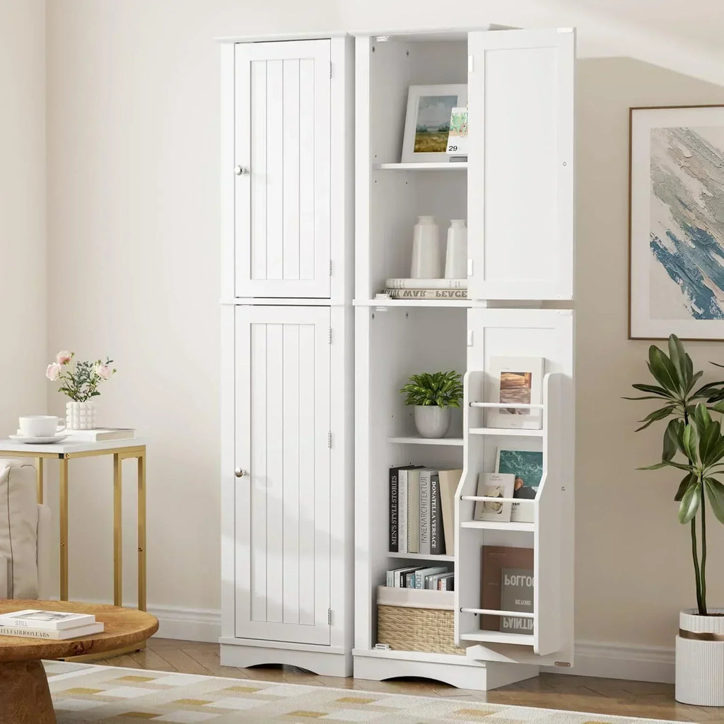 Tall Pantry Cabinet Freestanding Storage Cabinet Wooden Kitchen Pantry with 4 Doors wourant