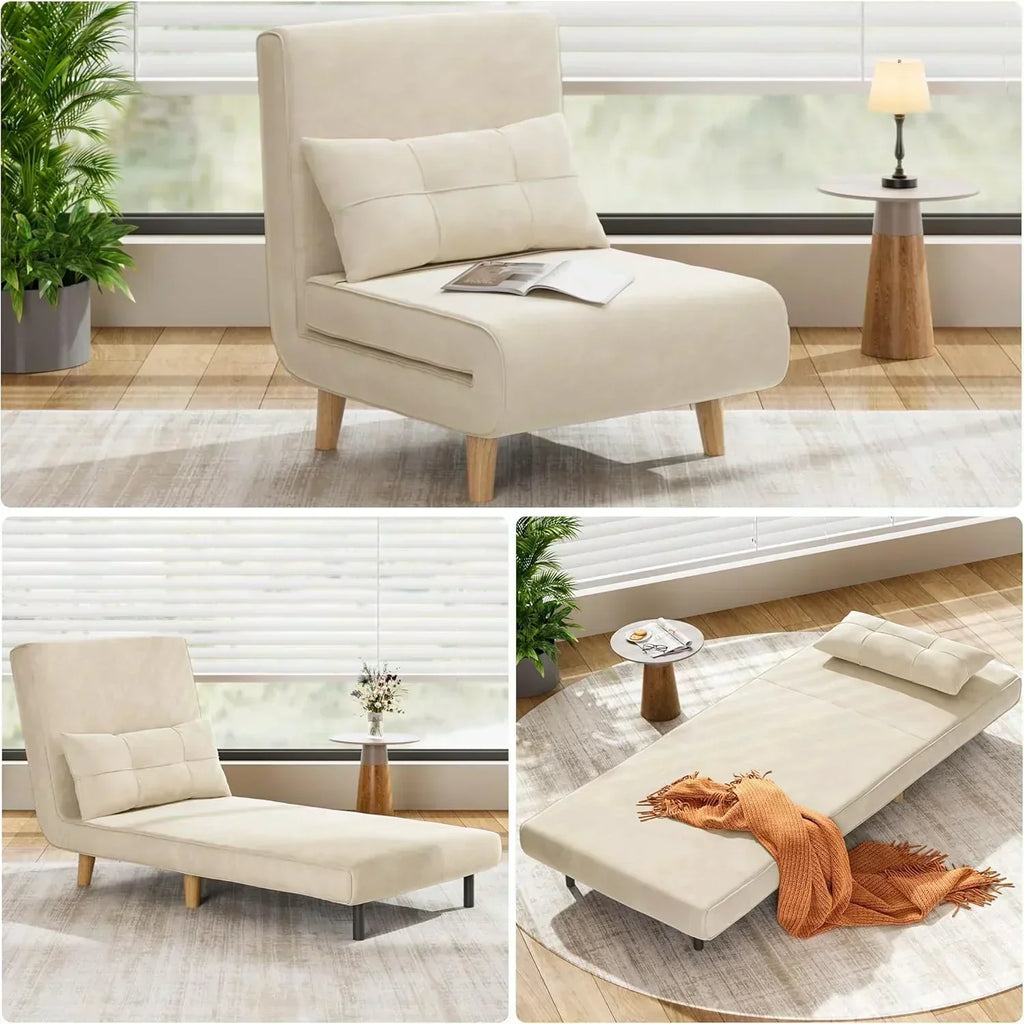 3-in-1 sleeper chair bed convertible chair bed futon sofa with adjustable backrest wourant