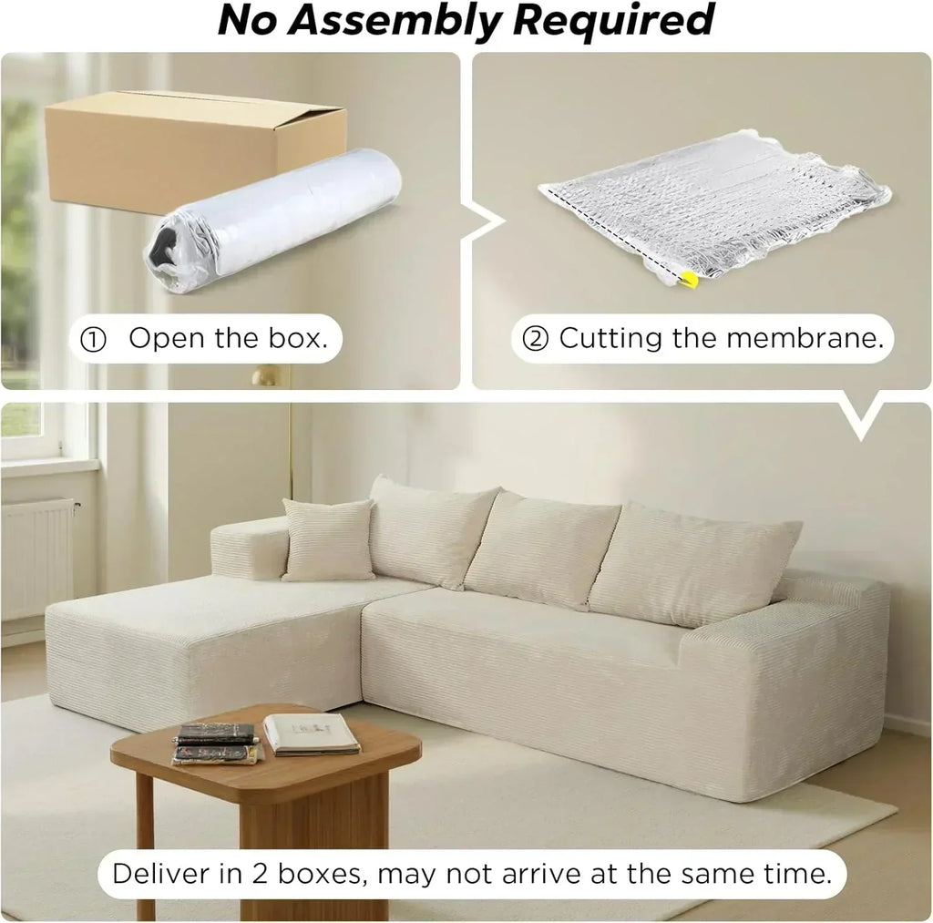 Cloud sofa with L-shaped lounge chair modern modular sofa with deep seats wourant