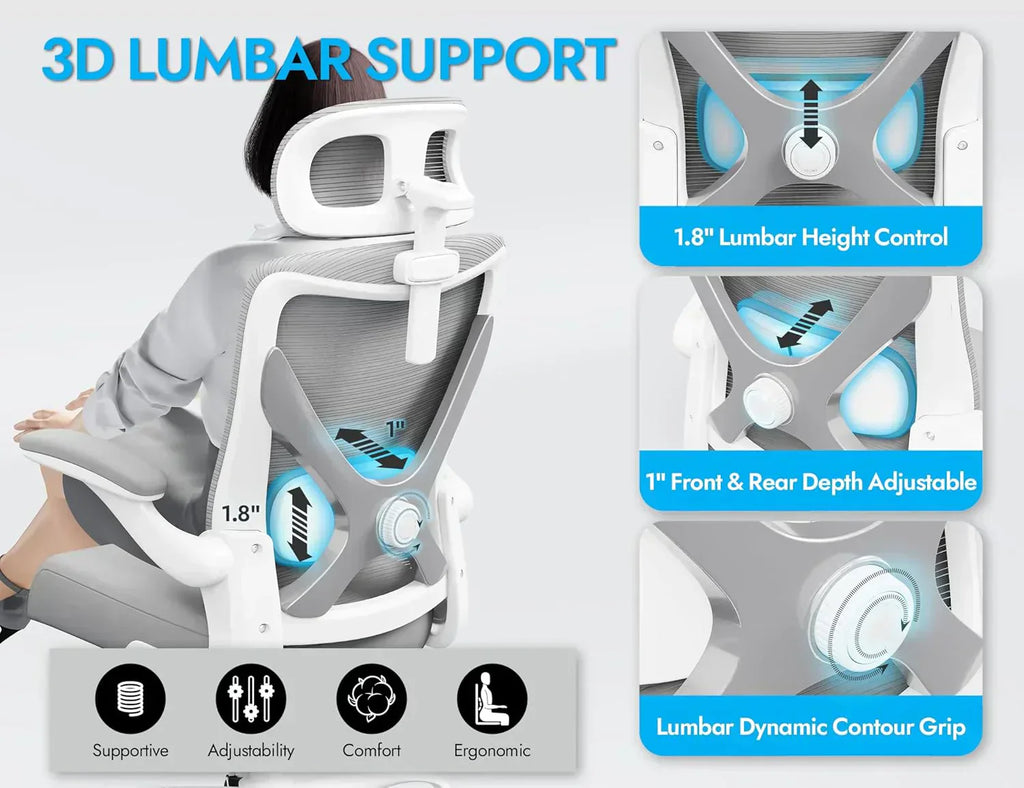 Office computer desk and chair gaming chair with lumbar support and headrest wourant