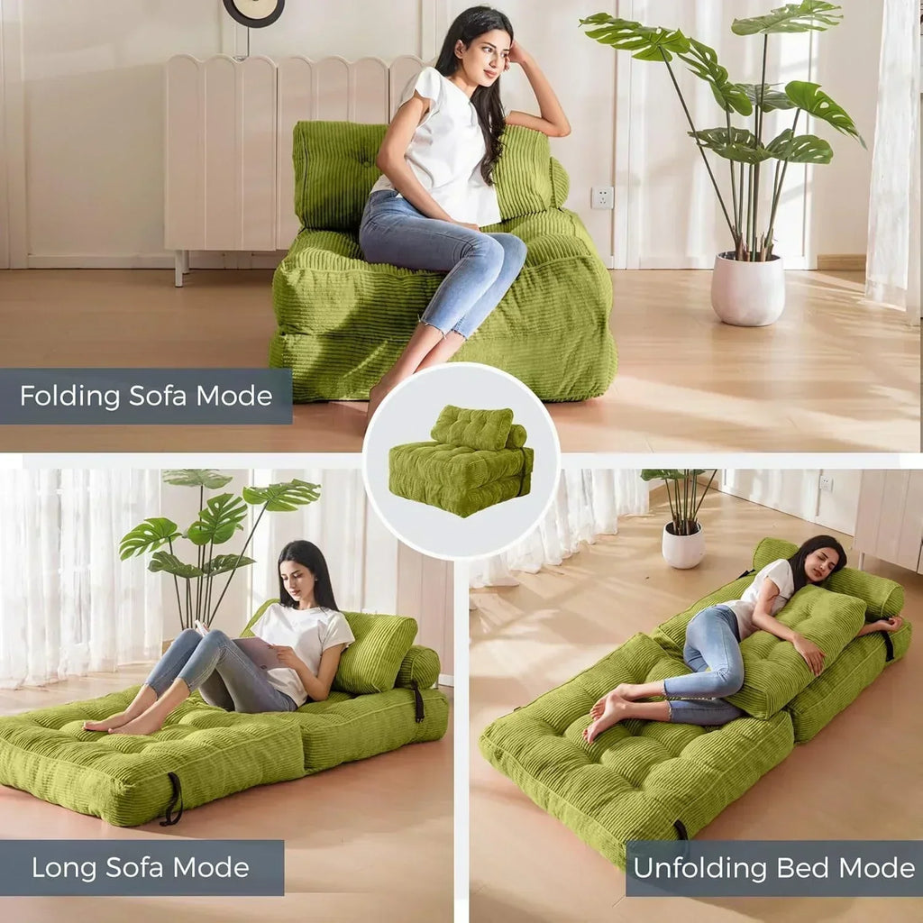 MAXYOYO Folding Sofa Bed Convertible Sleeper Chair with Pillow Foldable Mattress with Back Support wourant