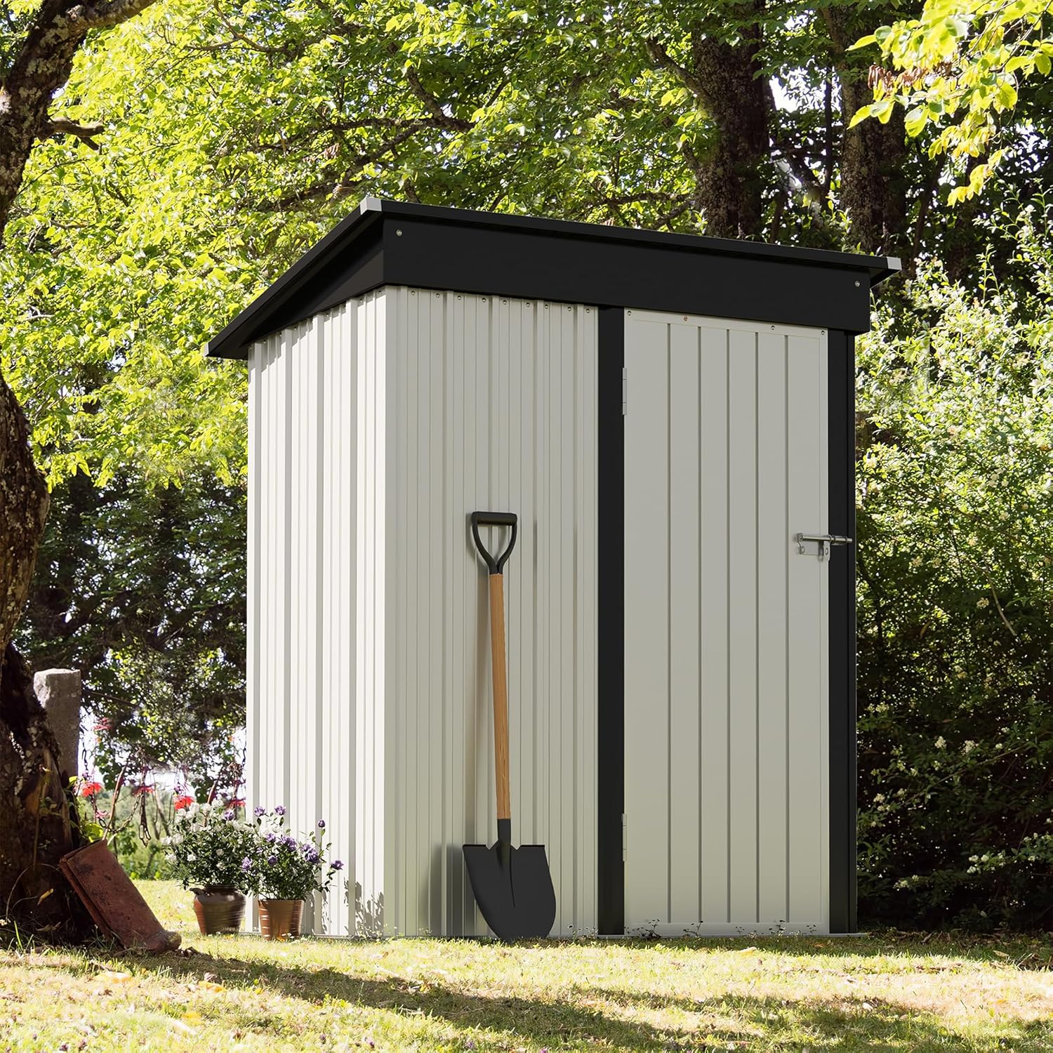 Devoko Outdoor Storage Shed Lockable Metal Garden Shed Steel Anti-Corrosion Storage House wourant