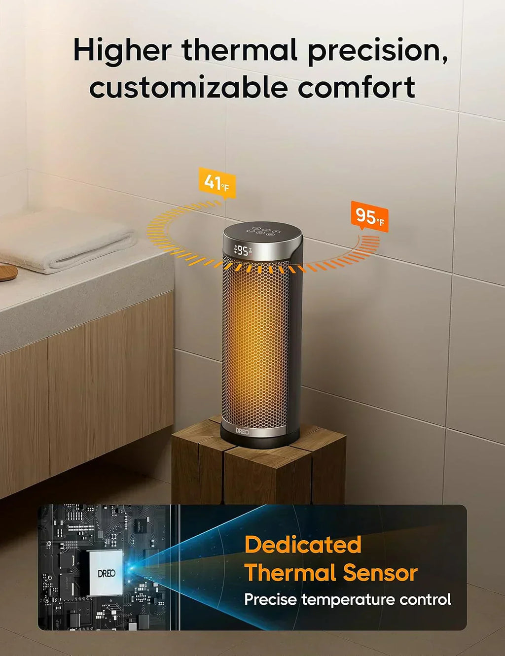 Space Heater 1500W Electric Indoor Heater with Thermostat Quiet Portable Heater wourant