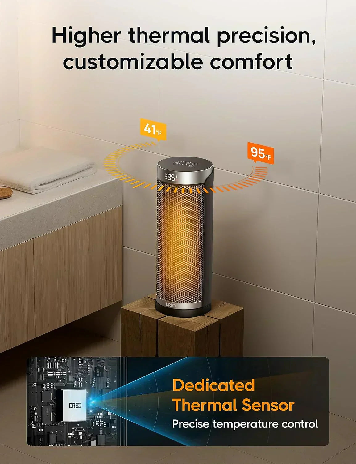Space Heater 1500W Electric Indoor Heater with Thermostat Quiet Portable Heater wourant