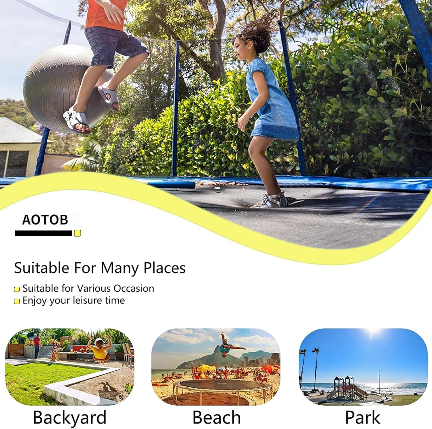 AOTOB 8FT 10FT 12FT 14 FT 15FT Trampoline with Safety Enclosure Net Outdoor Trampoline wourant