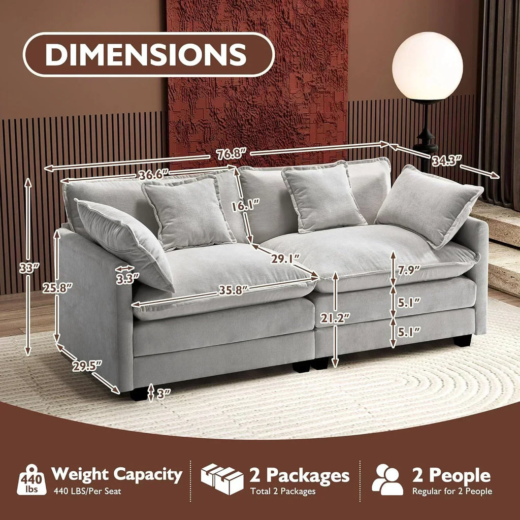 ihanherry 146-inch U-shaped modern sofa modular area cloud sofa wourant