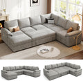 108 Inch Sectional Sleeper Sofa with Pull Out Bed, U Shaped 7 Seat Modular Sectional Sofa wourant
