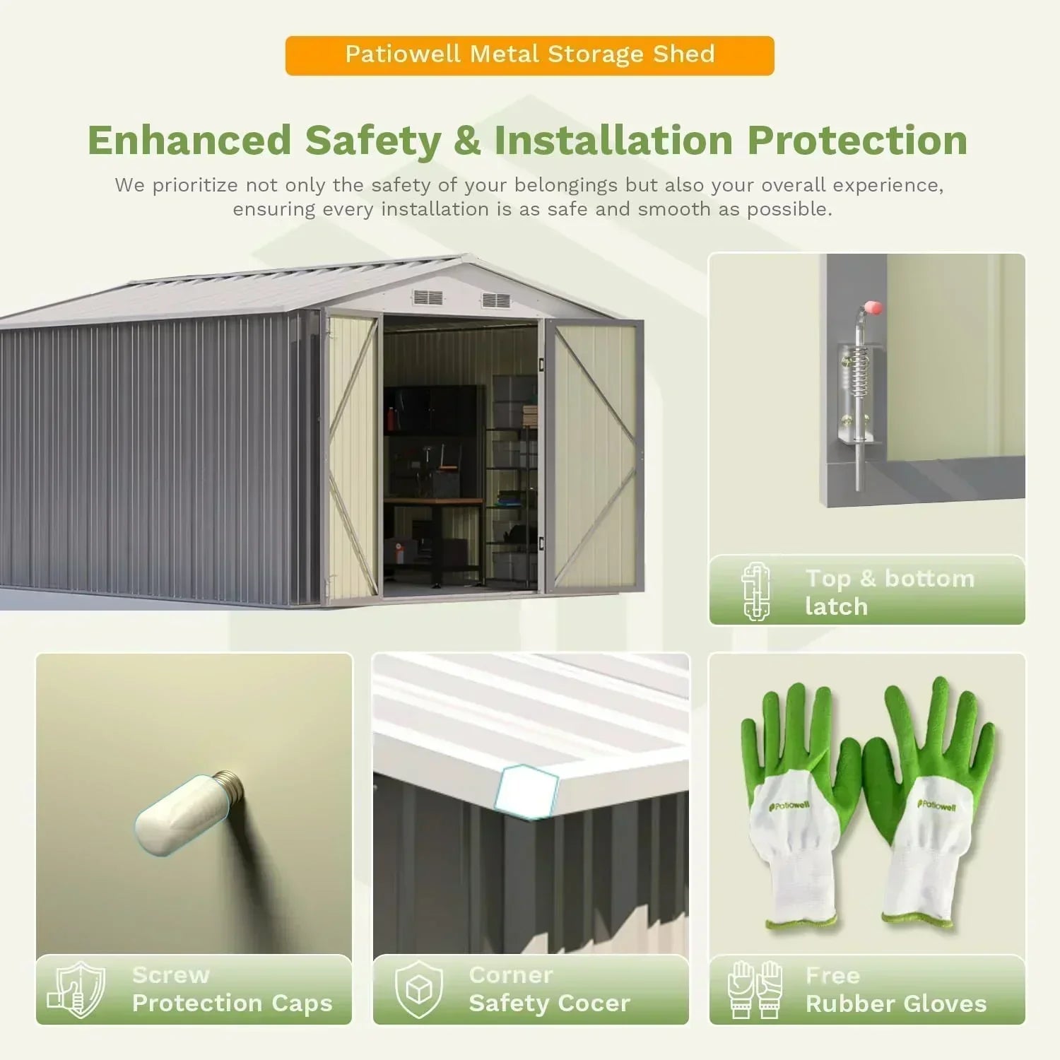 Patiowell 5x3 FT Outdoor Storage Shed Tool Shed with Sloping Roof and Lockable Door Metal Shed wourant