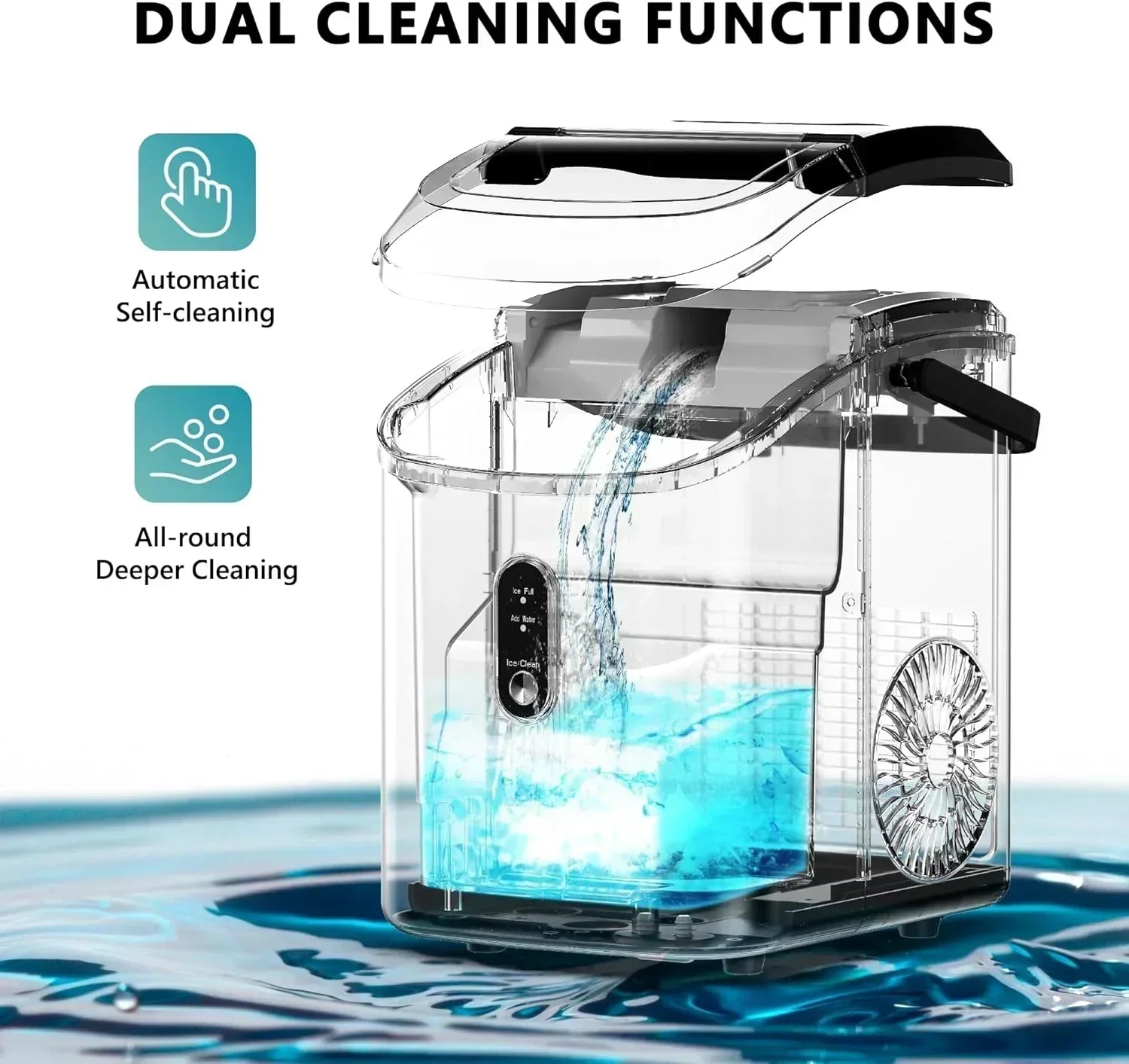 EUHOMY Nugget Ice Maker Countertop with Handle Ready 34lbs Per Day Removable Top Cover wourant
