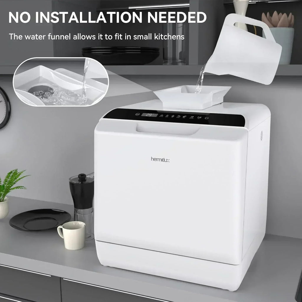 Hermitlux tabletop dishwasher 7 wash programs portable mini dishwasher wourant
