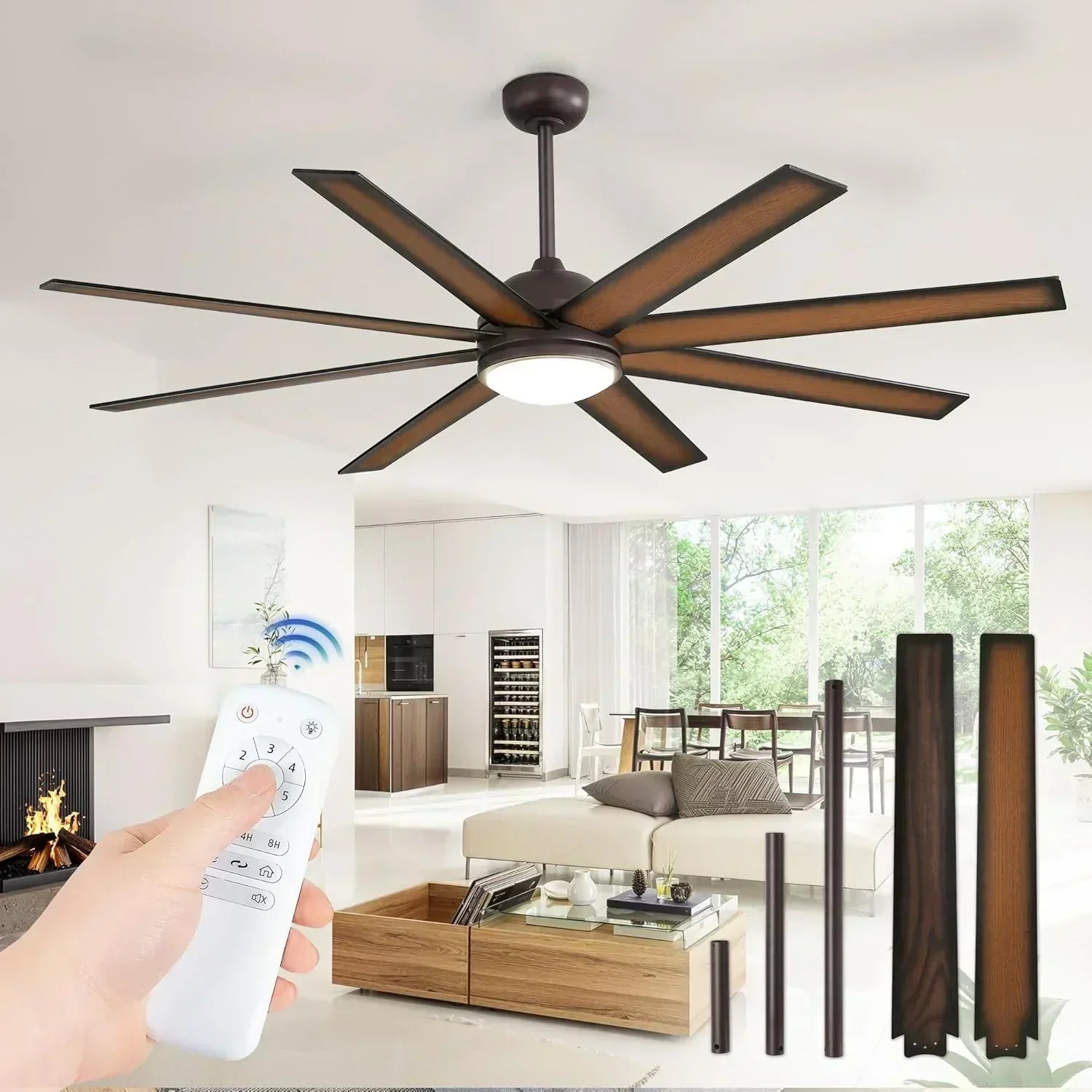 Ceiling Fan Indoor/Outdoor 8 Blades 65 inches wourant