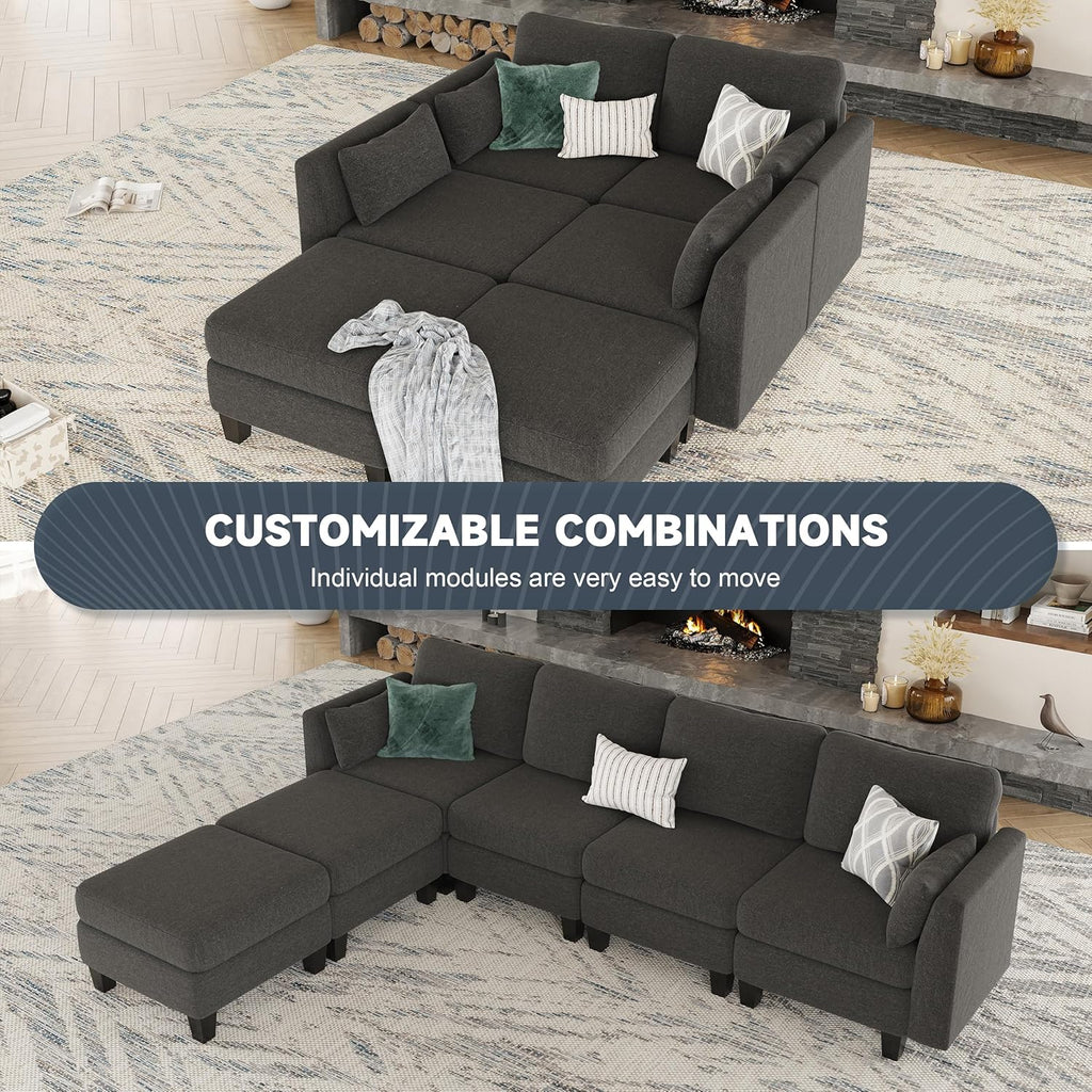 Modular Sectional Sof Convertible U Shaped Sofa Couch with High Density Memory Foam wourant