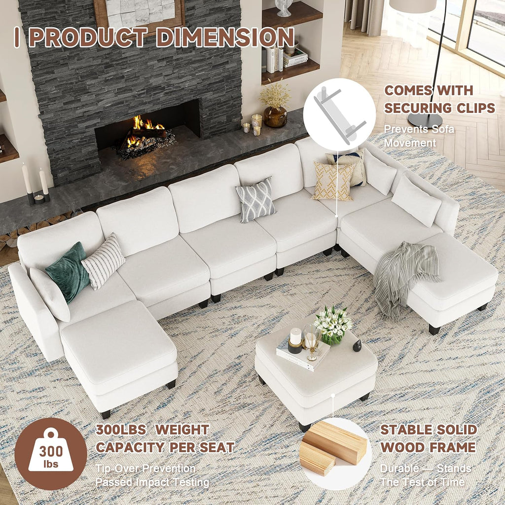 Modular Sectional Sof Convertible U Shaped Sofa Couch with High Density Memory Foam wourant