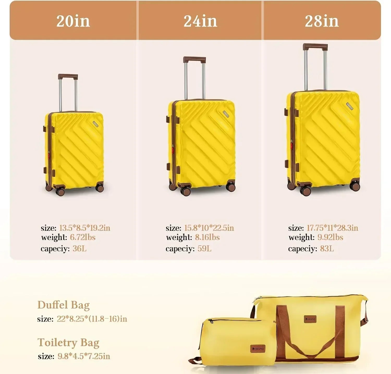5 piece luggage set expandable suitcase 22x14x9 aviation certified durable waterproof travel set wourant