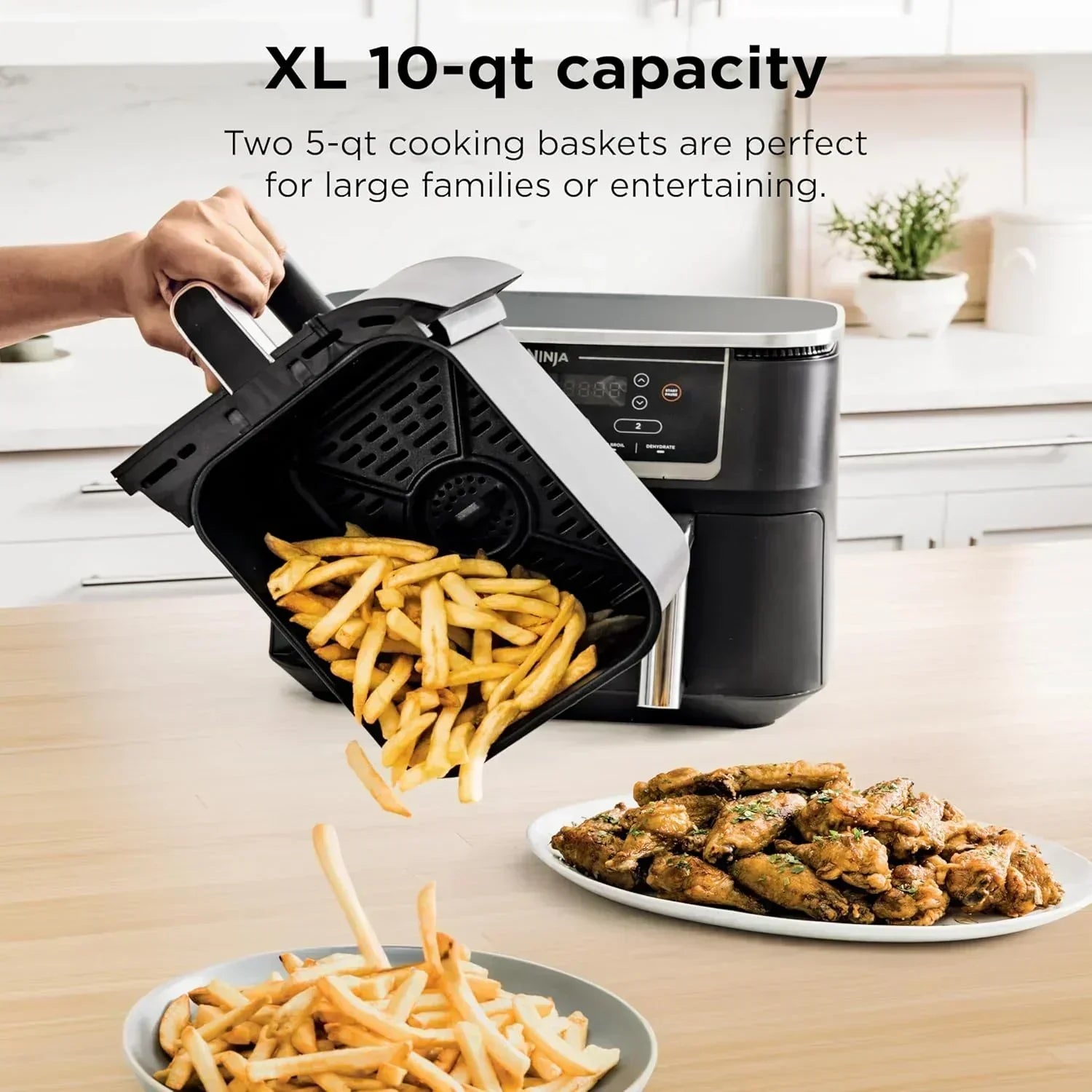 Ninja Foodi 6-in-1 FlexBasket Air Fryer with 7 QT MegaZone Basket Divider for Large Proteins wourant