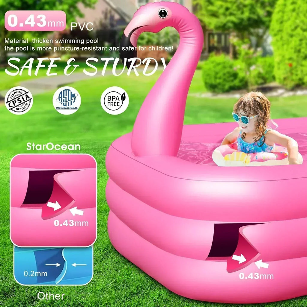 Inflatable Pool with Lights Solar Flamingo Swimming Pool for Kids Adults Inflatable Blow up Pool wourant